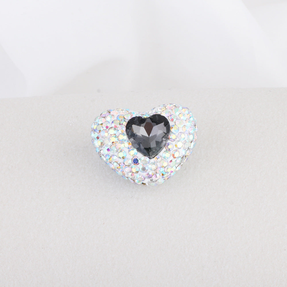 Wholesale 6PCS/Pack Love White Series Soft Pottery Diamond Ball Wearable Straight Hole Beads DIY Mobile Phone Keychain Necklace Accessories